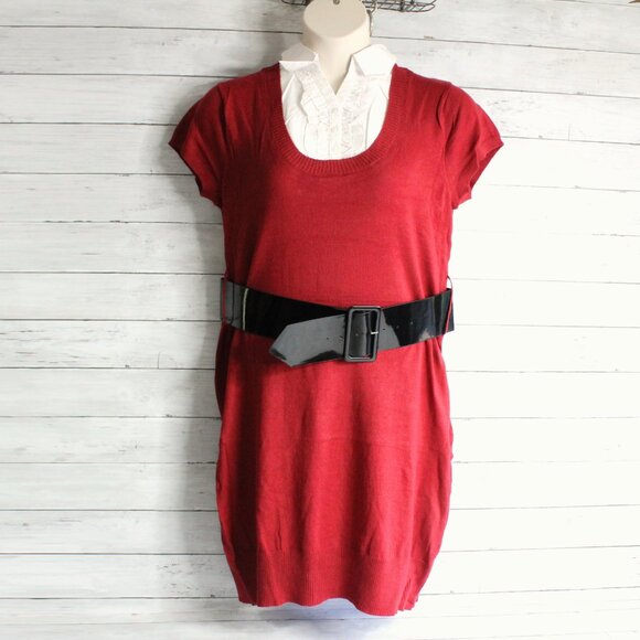 Derek Heart Vintage Tunic Sweater Plus Size 3X Short Sleeve Belted - Picture 2 of 6